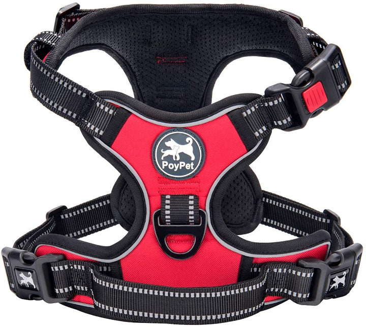 PoyPet Keine Pull Hundegeschirr Front Reflektierende Pet Weste für Hunde mit Einfache Kontrolle Grif