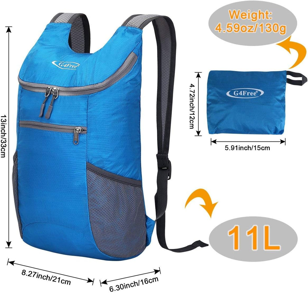 G4Free Ultraleichter 11 l kleiner faltbarer Rucksack für Reisen, Wandern, Radfahren, Wandern oder Me