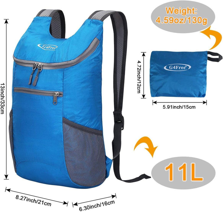 G4Free Ultraleichter 11 l kleiner faltbarer Rucksack für Reisen, Wandern, Radfahren, Wandern oder Me