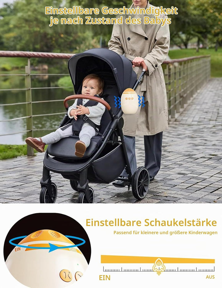 Kinderwagenschaukler, Wiederaufladbar Schlafhilfe für Babys Mit Timer, USB-C Aufladbar, Tragbare Sch