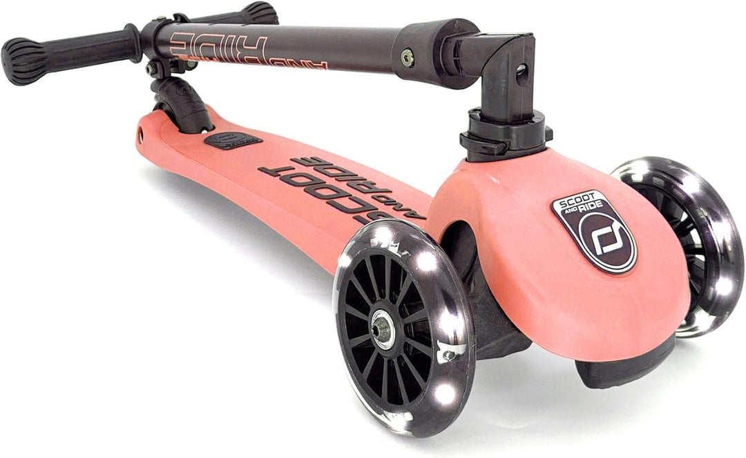 Scoot & Ride Highwaykick 3 LED Scooter Roller Kunststoff/Metall Peach, Masse: ca. 55cm x 15cm x 24cm