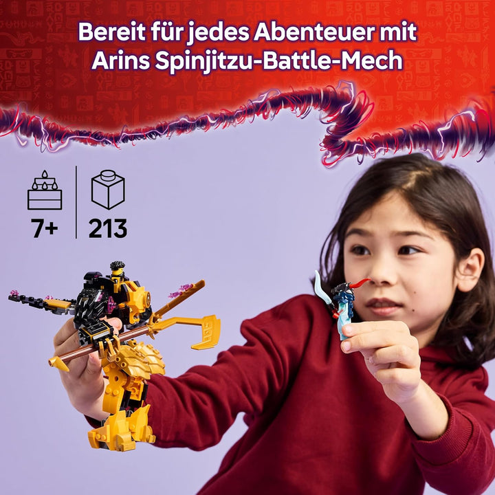 LEGO NINJAGO Arins Spinjitzumech - Ninja-Spielset mit beweglicher Mech Figur, 2 Minifiguren und Baby