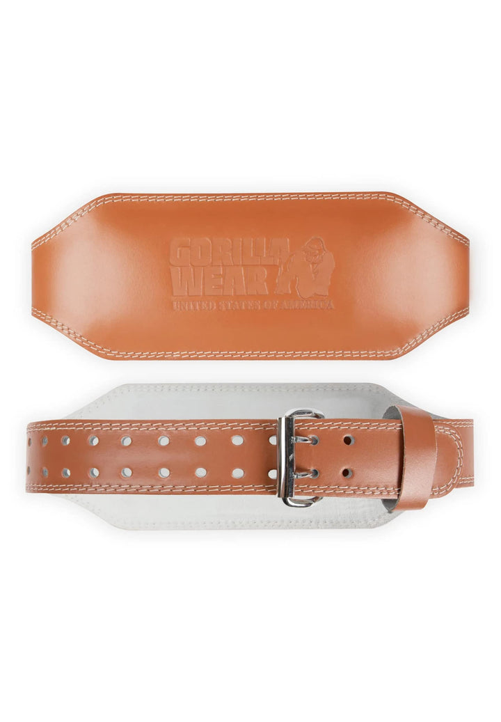 Gorilla Wear - 6 Inch Padded Leather Lifting Belt - Braun - Bodybuilding Krafttraining Gym Training