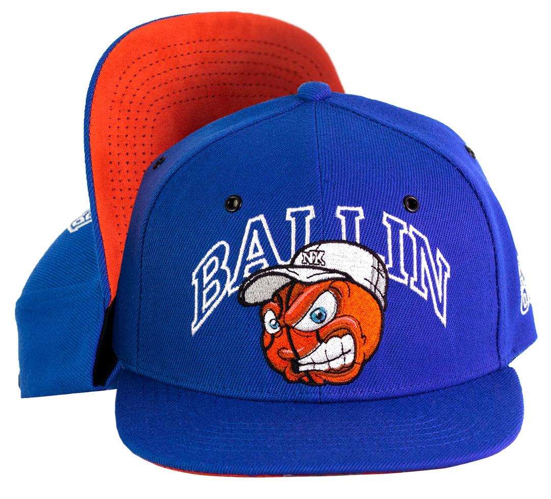 Nebelkind Snapback Cap Ballin' Blau Orange Basketball-Comic-Figur Grössenverstellbar Unisex One Size