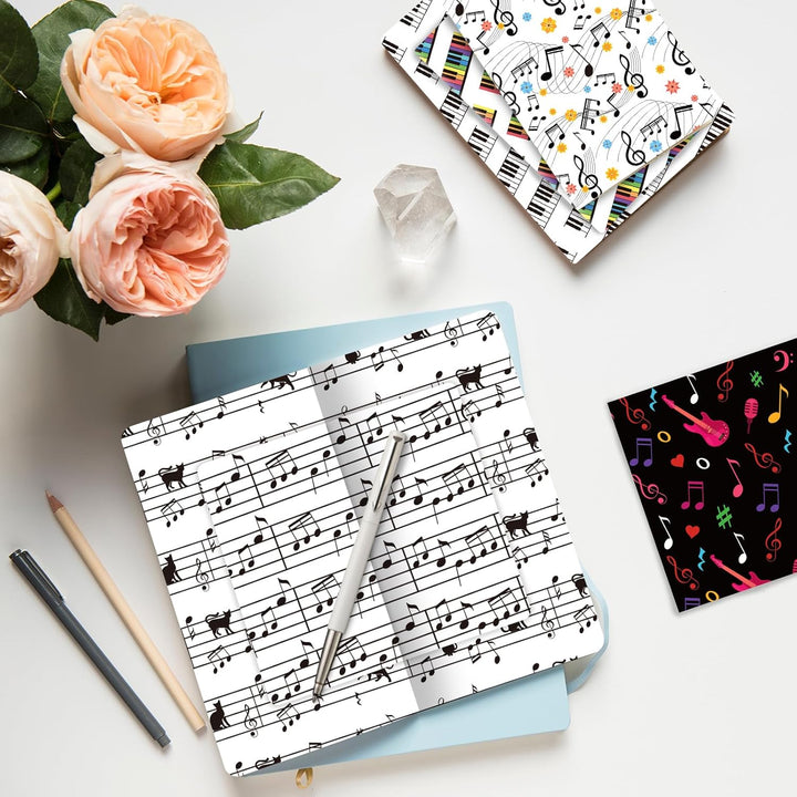 Scrapbook-Papier mit Musiknoten, 24 Blatt, Musik-Thema, doppelseitig, dekoratives Bastelpapier für K