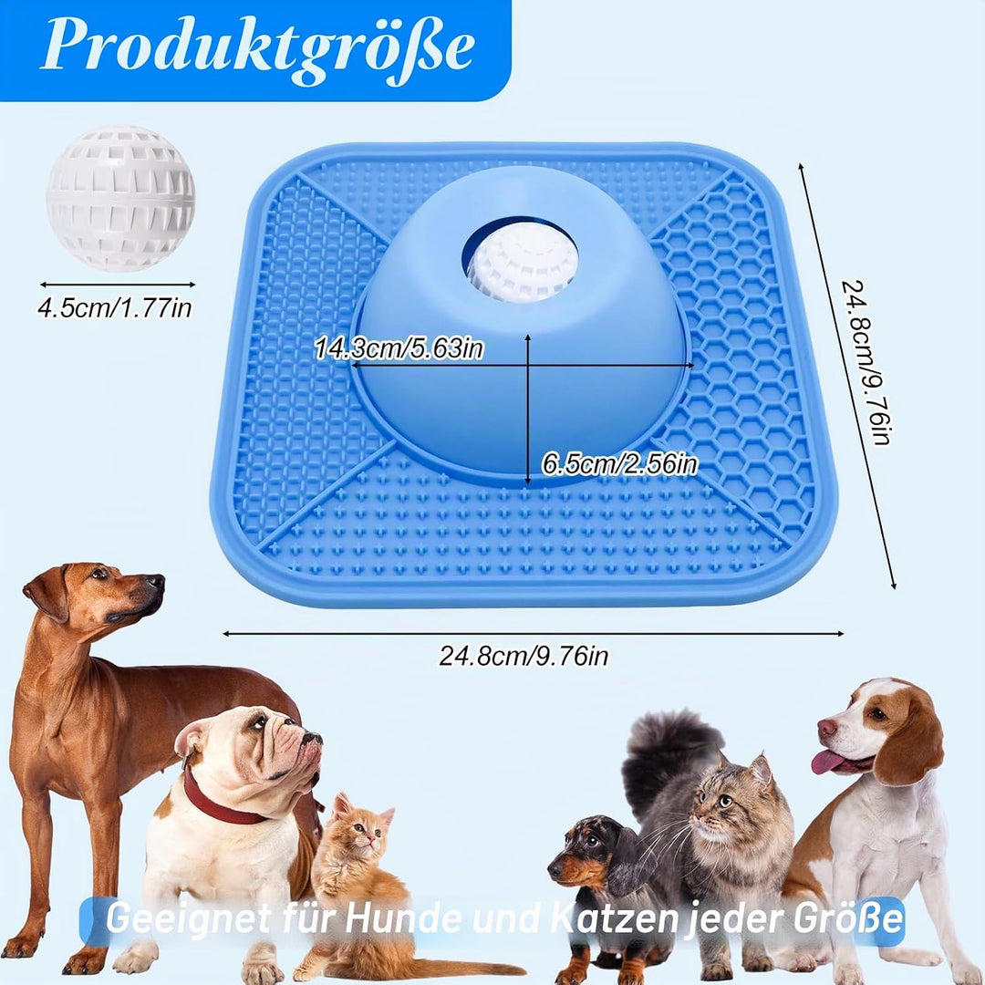 2-in-1 Schleckball Hundenapf & Schleckmatte Hund für Flüssige Dickflüssige Snacks,rutschfest Silikon