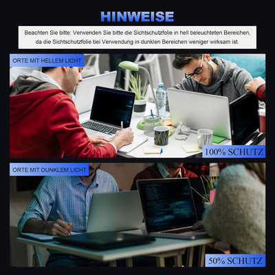ngningo Notebook Laptop Blickschutzfolie 15,6 Zoll für 16:9 Seitenverhältnis, Sichtschutzfolie Priva