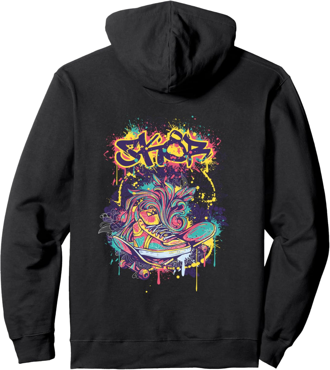 urban graffiti broken skate board street art Pullover Hoodie