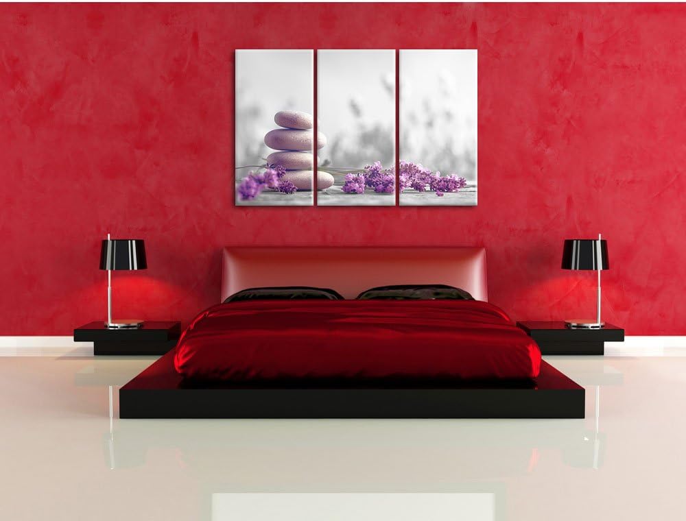 Pixxprint Lavendel Spa-Stillleben als Leinwandbild/Grösse: 3 Teilig (120x80) cm/Wandbild/Kunstdruck/