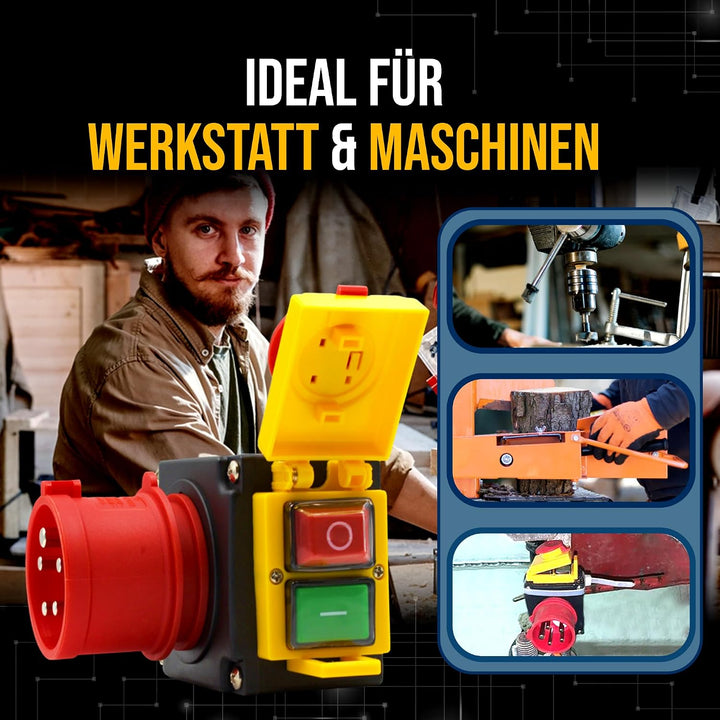 Schalter- Stecker Kombination DZ08-3 400V mit Phasenwender und U-Auslösung -Baugleich KEDU KOA7