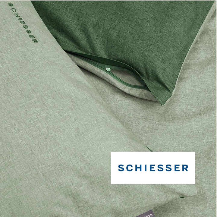 Schiesser Wende-Bettwäscheset Doubleface in angenehm glatter Renforcé Qualität, Made IN Green, Farbe