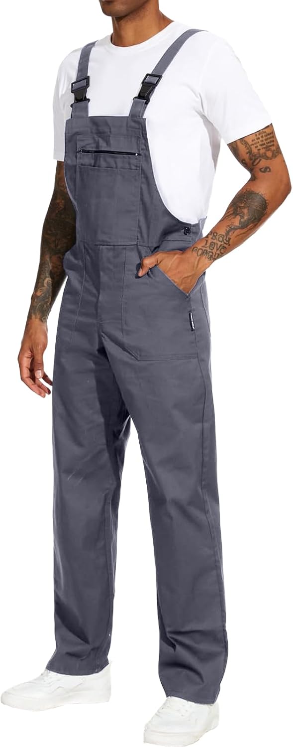 WORK IDEA Arbeits-Latzhose für Männer Multi Pocket Technology Herren Arbeitslatzhose XXL Grau, XXL G