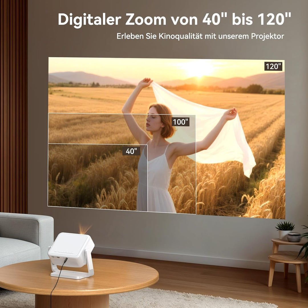4K Mini Beamer Netflix kompatibel Heimkino-Projektor Full HD 1080p Android 13 360° drehbarer elektri