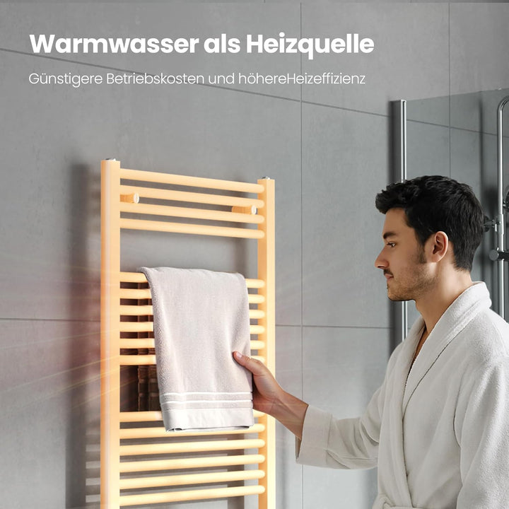 Heilmetz Weiss BadHeizkörper 40 x 160 cm Handtuchtrockner Bad-Heizkörper Handtuchheizkörper Mittelan