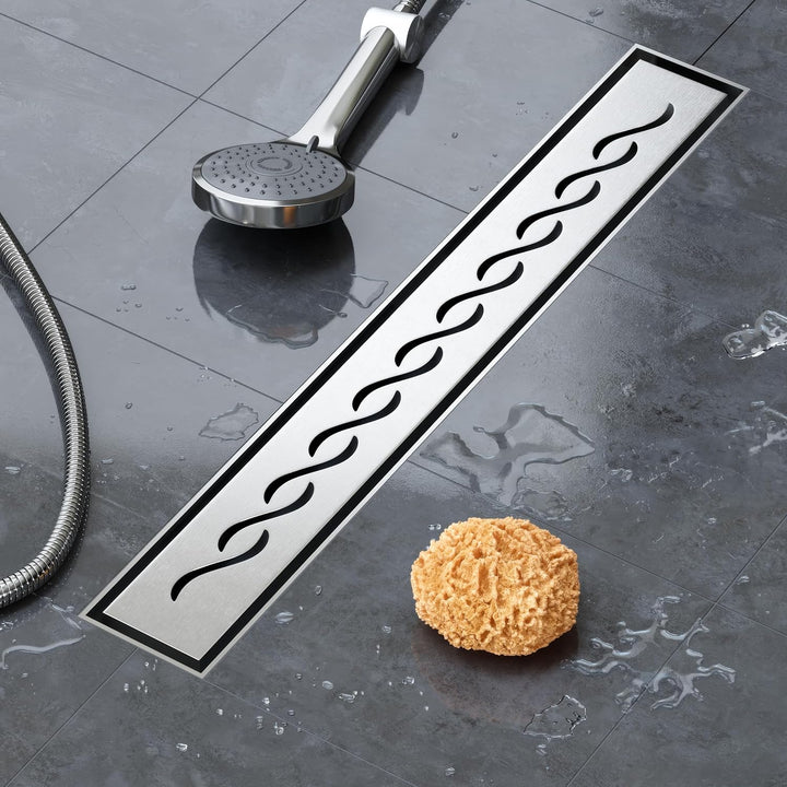 VILSTEIN Duschrinne 80cm, Edelstahl Bodenablauf Komplettset, extra flach, Siphon mit Geruchsstop, Ha