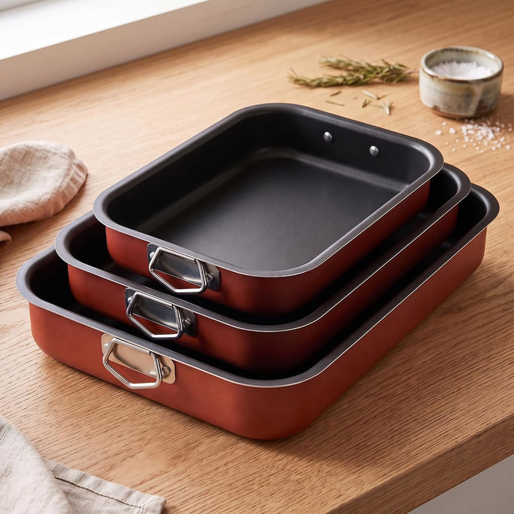 Space Home - Professional Antihaft Backblech-Set, 3-teilig - Kuchenblech - Doppel-Antihaftbeschichtu