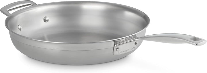 LE CREUSET Unbeschichtete Bratpfanne mit Gegengriff aus 3-ply Edelstahl, Ø 28 cm, Für alle Herdarten