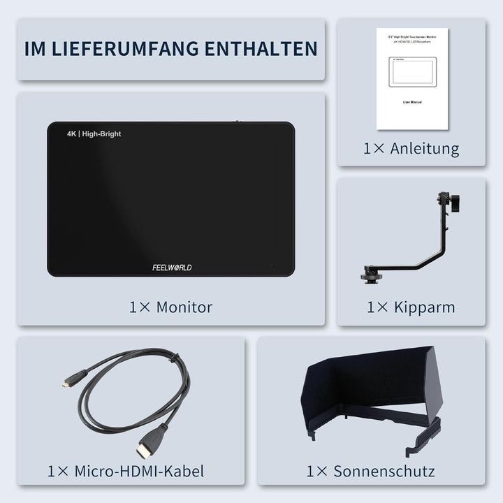 FEELWORLD F6 PLUSX 5.5 Inch 1600nit High Bright DSLR Camera Field Touch Screen Monitor with HDR 3D L