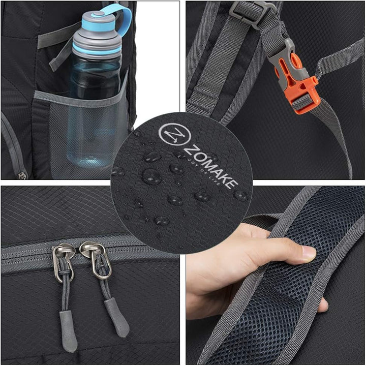 ZOMAKE 35 L Leicht Faltbarer Rucksack Packbare Backpacks, Kleiner Rucksäcke Wanderrucksack Wasserdic