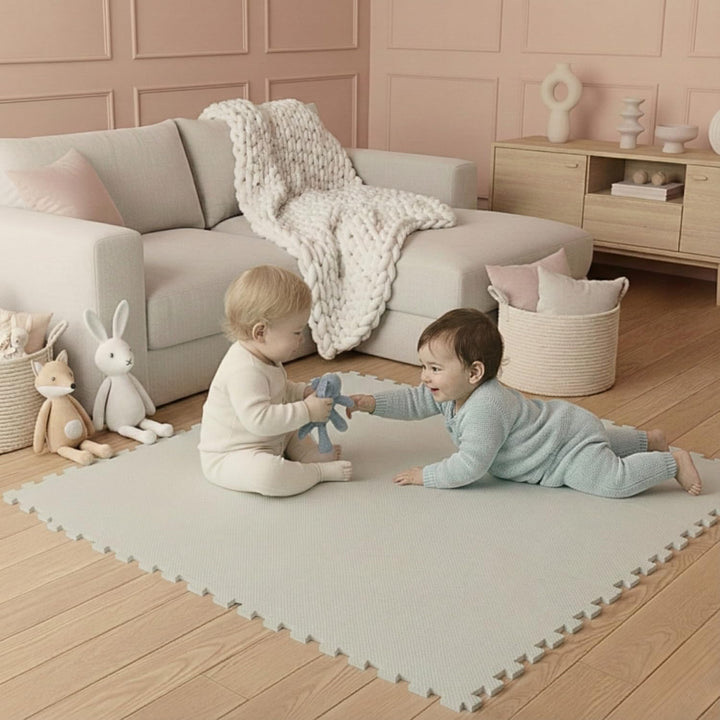 LittleTom 9 Teile Spielmatte Baby Puzzlematte ab Null - 30 x 30 cm Krabbelmatte Bodenmatte Kinder -