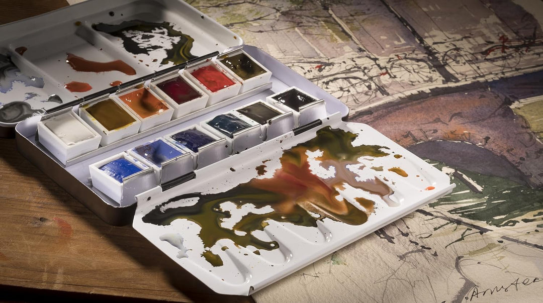 Rembrandt Water Colour Box Cityscape Selection extra feine Aquarellfarbe, Metallkasten mit 12 Näpfch
