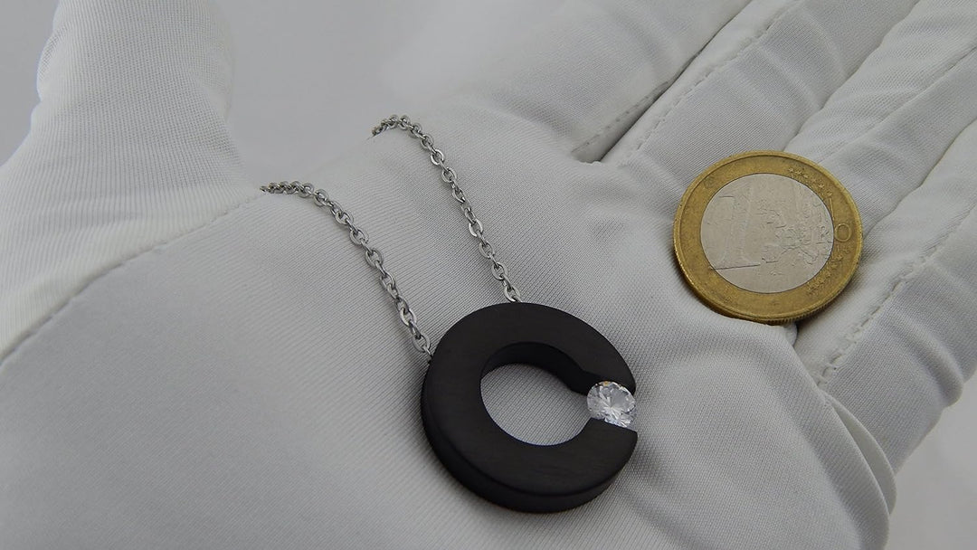 Hanessa Kette aus Edelstahl Damen-Schmuck Hals-Kette und Anhänger aus hochwertigem 316L Stahl " Schw