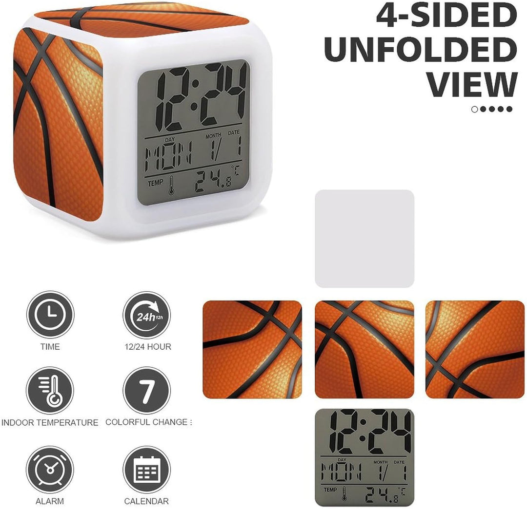 AnkasAsasd Basketball-Wecker für Kinder, LED-Digital-Schlafzimmerwecker, einfache Einstellung, Würfe