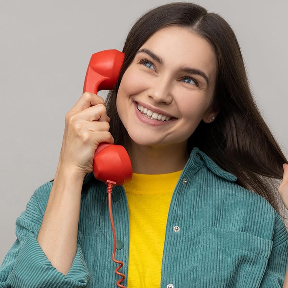 Retro Telefon Hörer Empfänger Kopfhörer für Handy mit Komfortabler Anruf, USB-C Port, mit Antwort-Ta