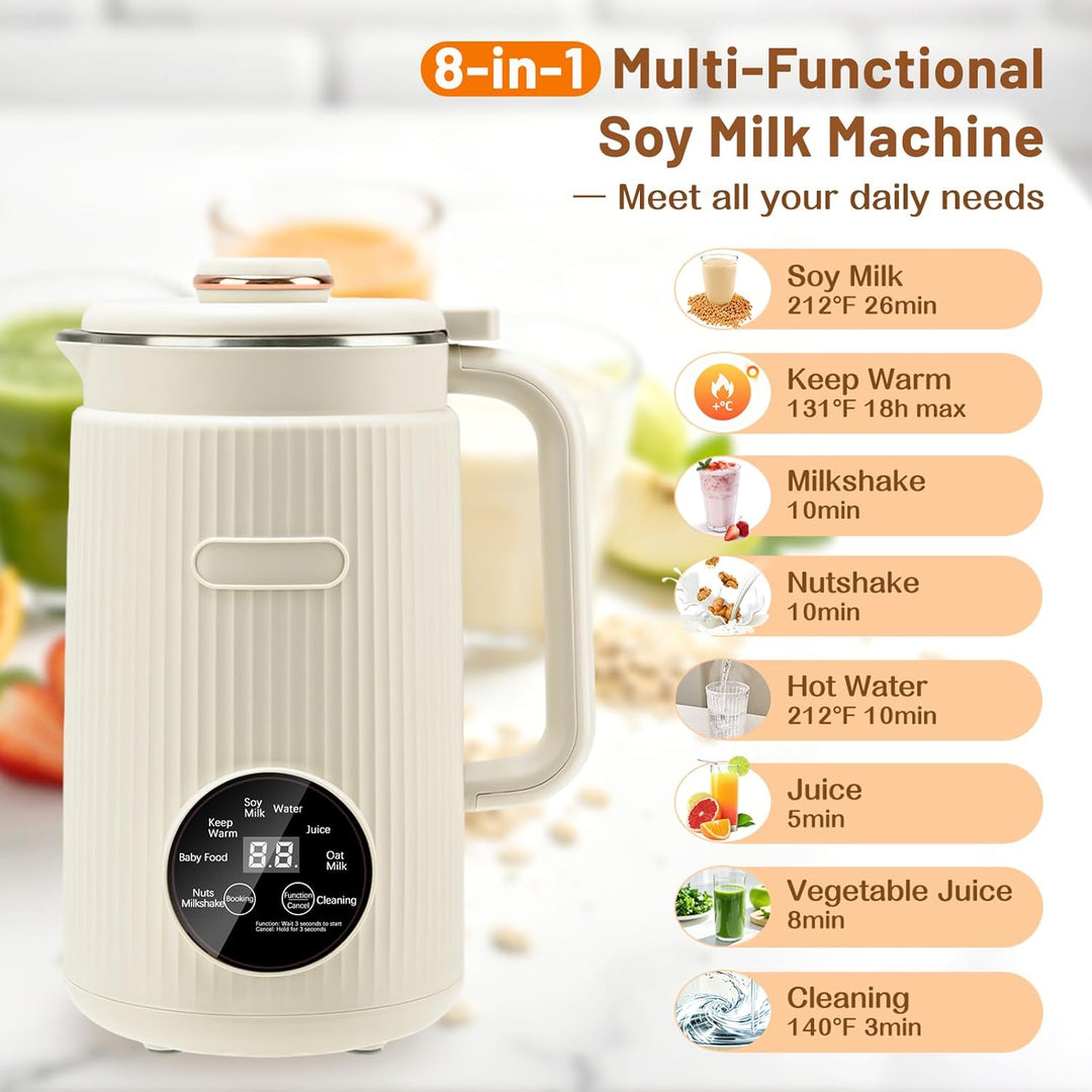 Nussmilchmaschine, 1200ml Automatische Sojamilch Maschine, 8-in-1 Hafermilch Maschine für selbstgema