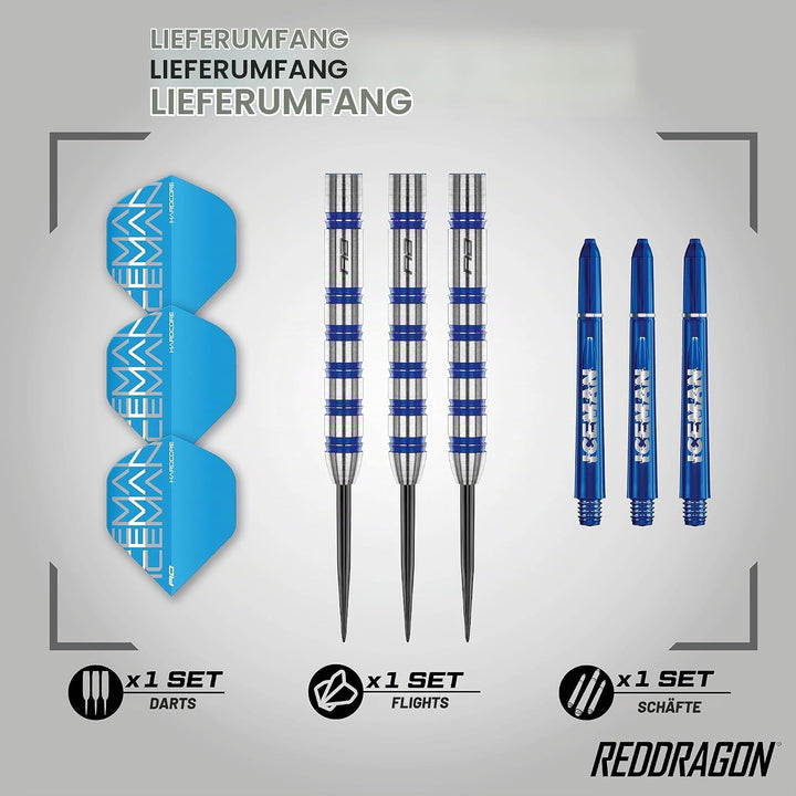 RED DRAGON Gerwyn Price Iceman Challenger Professional Tungsten Darts Set with Flights and Stems 24.