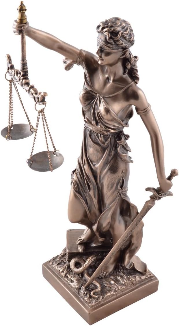 Justitia römische Göttin der Gerechtigkeit - Skulptur - Statue - Figur bronziert