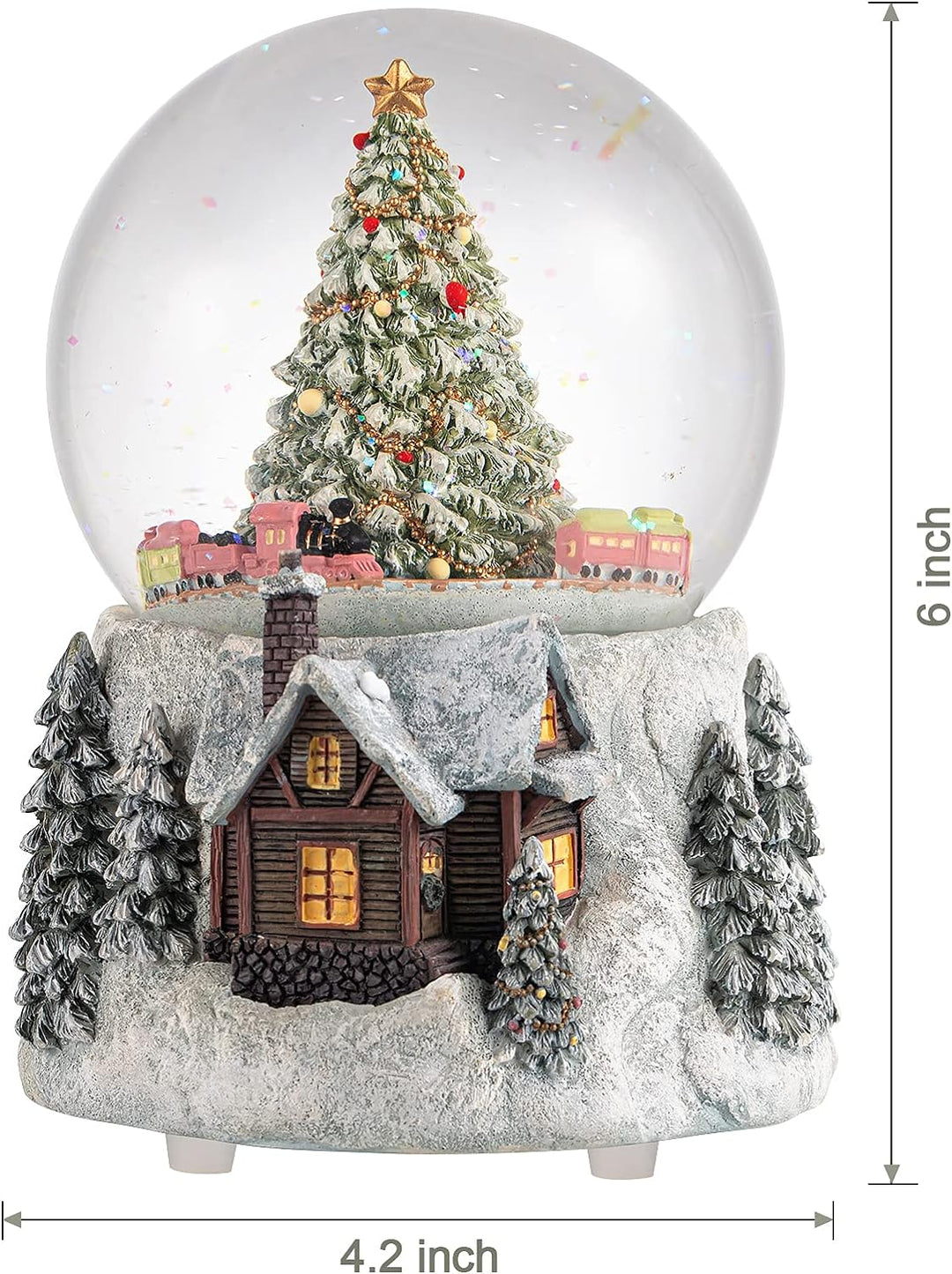Juniland Weihnachtsbaum und automatischer, drehbarer Zug, Schneekugel, Farbwechsel, Lichteffekt, Sch