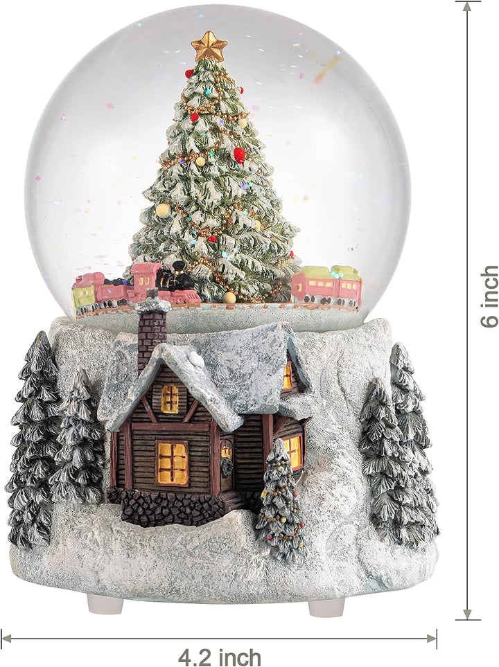 Juniland Weihnachtsbaum und automatischer, drehbarer Zug, Schneekugel, Farbwechsel, Lichteffekt, Sch