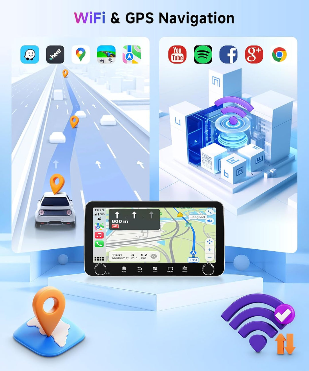 Rimoody 2+64G Autoradio 1 Din Wireless Carplay Android Auto 10.36 Zoll IPS 360° Drehbarer Bildschirm