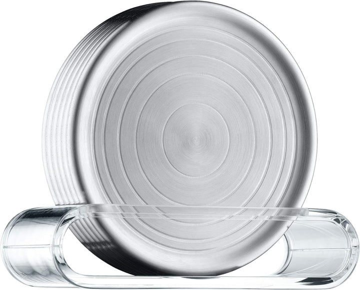 WMF Loft Bar Gläserteller-Set 6-teilig, Glasuntersetzer mit Präsenter, Untersetzer Gläser 9,5cm, Cro