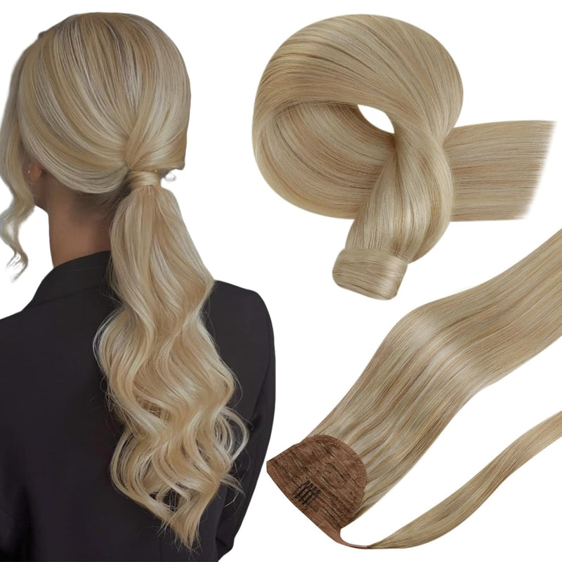 Hetto Ponytail Echthaar Extensions Blond Zopf Extensions Echthaar Remy Extensions Pferdeschwarz Haar