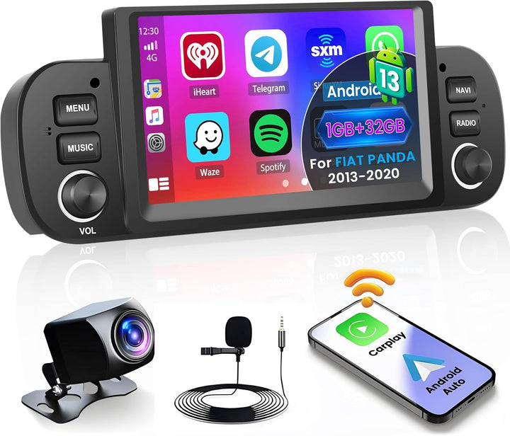 Hikity 1G 32G Android 13 Carplay Autoradio Wireless mit Navi Für Fiat Panda 2013-2020 6.2Zoll Touchs