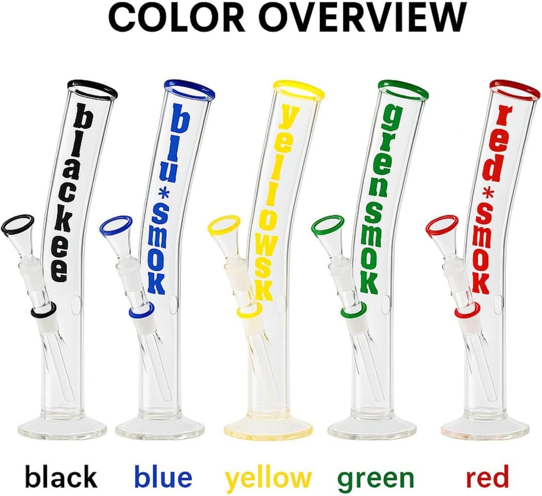 Weedness Glas Bong 18,8 mm Schliff Ø 55mm - 40 cm hoch Gelb - Schräge Bong Komplett Set Gross, Gelb