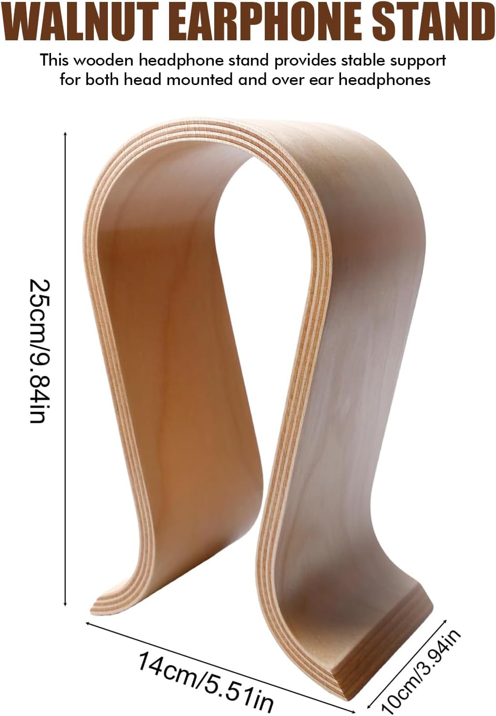Kopfhörer Ständer Holz, Kopfhörerständer Aus Walnuss U Form, Stabiler Kopfhörer Halter Eleganter Hea