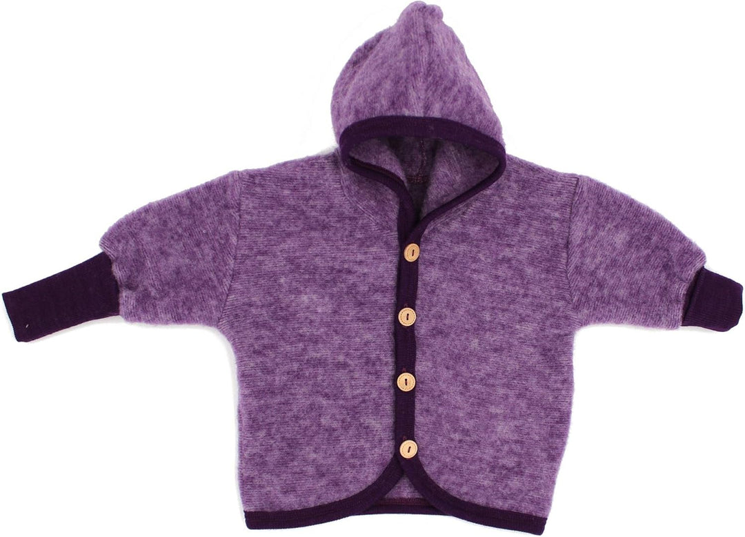 Cosilana Jäckchen mit Kapuze, Grösse 50/56, Farbe Lila melange - Vertrieb nur durch Wollbody®