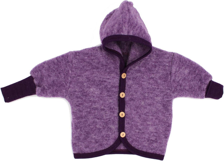 Cosilana Jäckchen mit Kapuze, Grösse 50/56, Farbe Lila melange - Vertrieb nur durch Wollbody®
