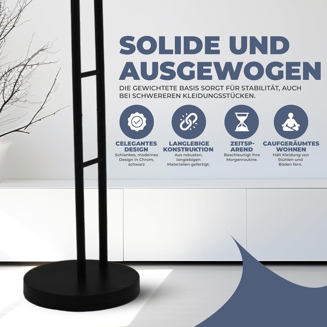 Herrendiener mit Kleiderbügel, Hosenbügel und Ablage, Stilvoller Kleiderständer, für Schlafzimmer,Dr