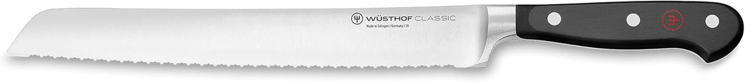 WÜSTHOF Classic Brotmesser 23 cm mit Präzisions-Doppelwelle, schwarz, Schwarz