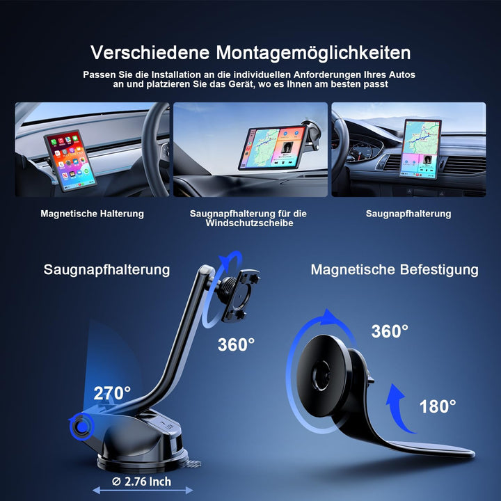 Avylet 8'' Tragbares Carplay Display für Apple CarPlay & Android Auto, 1440x900 Touch Bildschirm, Ma
