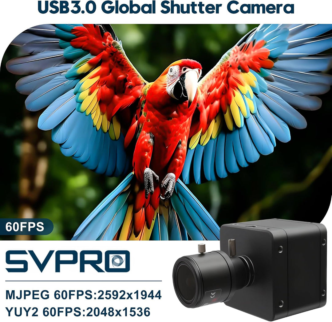 Svpro 5MP 60 fps USB 3.0 Global-Shutter-Kamera mit 2,8–12 mm manuellem Objektiv, 4-Fach optischer Zo