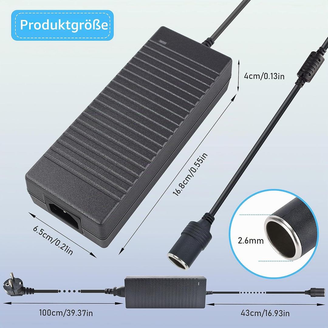 KFZ Netzadapter 12V 15A, Spannungswandler AC 230V auf DC 12V 15A 180W mit Europäischem Standardsteck