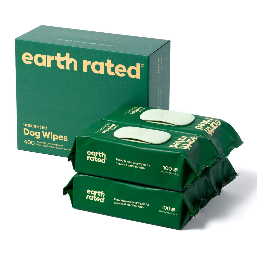 Earth Rated Feuchttücher für Hunde, neues aussehen, dicke Pflegetücher auf pflanzlicher Basis zur ei