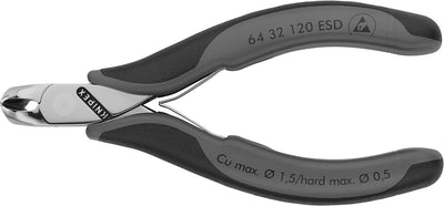 Knipex Elektronik-Vornschneider ESD mit Mehrkomponenten-Hüllen 120 mm 64 32 120 ESD mit Facette 120