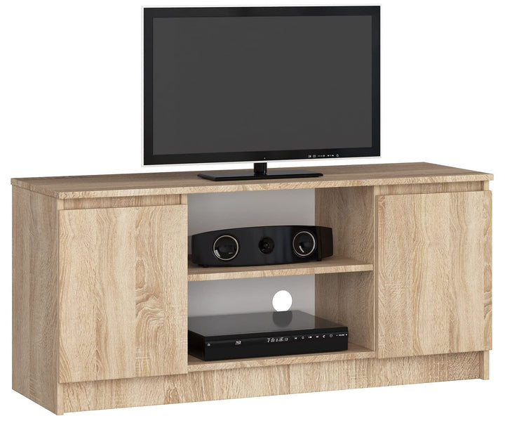 AKORD Fernsehkommode K-120 | EIN offenes Regalfach | 2 Ablagen mit Türen Links und rechts | H55 x B1