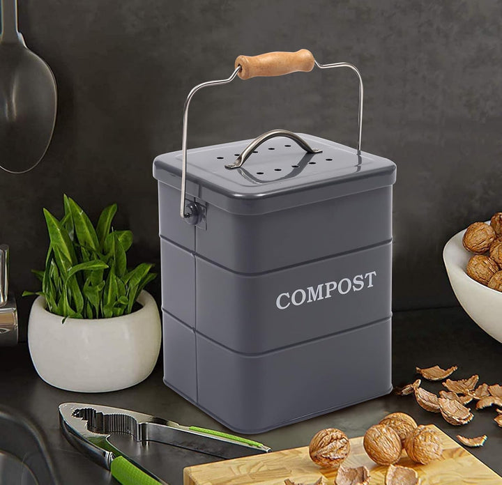 Morezi Kompostbehälter Küche 6 L Komposteimer Biomülleimer - Inklusive Aktivkohlefiltern komposter m